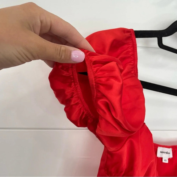 Superdown Lesley Tie Front Top in Red XS - Picture 8 of 12